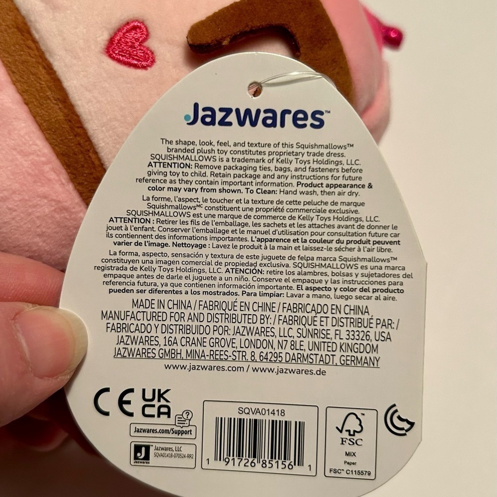 Squishmallows Jemma Pink S'mores Plush | 5" Mini | Hearts & Chocolate | NWT - Picture 5 of 7